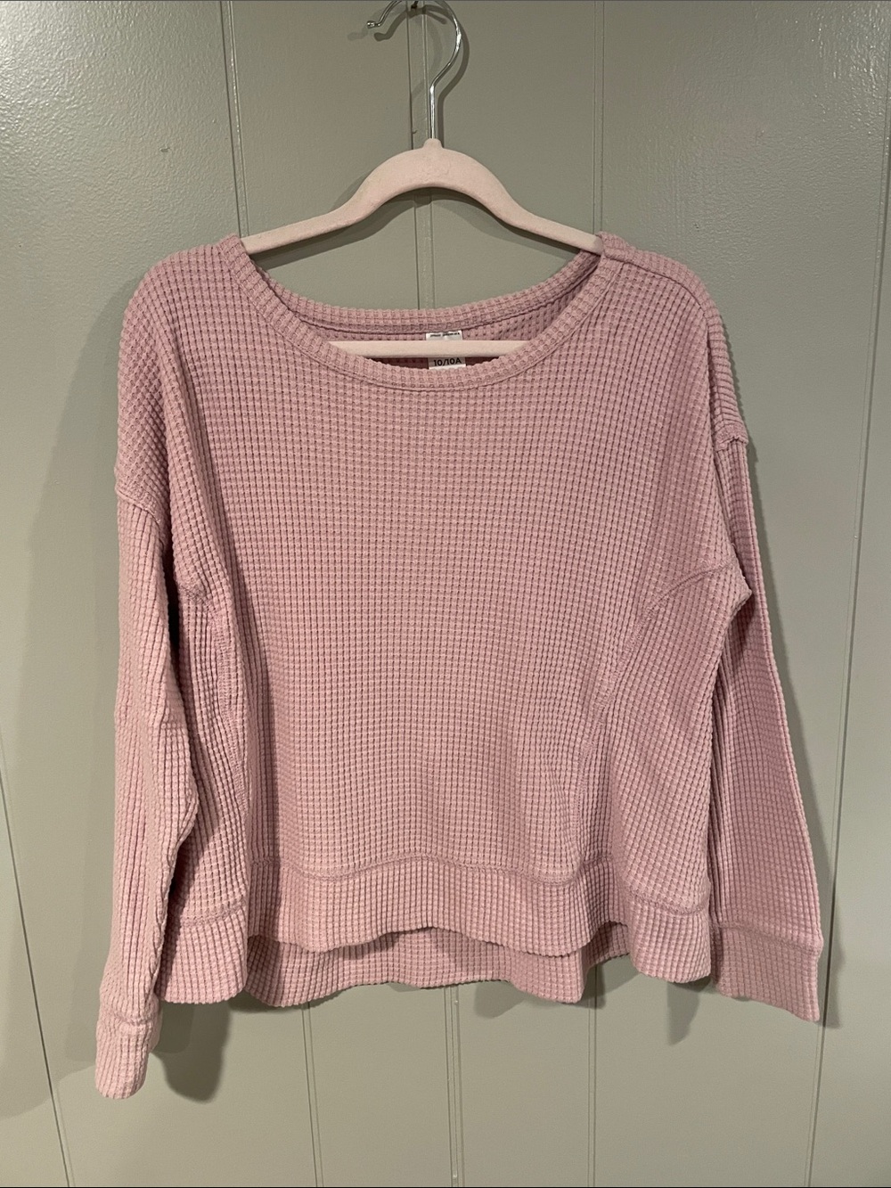 OshKosh Cozy Light Pink Waffle Knit Pullover Girls 10